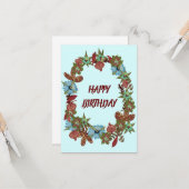 Happy Birthday Rustic Blume Garland Gruß Karte (Vorderseite/Rückseite Beispiel)