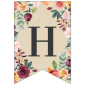 Happy Birthday Rustic Burgundy Pink Fall Floral Wimpelkette (Zweite Fahne)