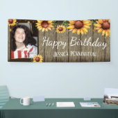 Happy Birthday Rustic Holz Sonnenblumen Ein Foto Banner (Messe)