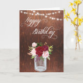 Happy Birthday Rustic Mason Jar Wood Lichter Karte (Gelbe Blume)