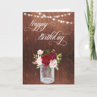 Happy Birthday Rustic Mason Jar Wood Lichter