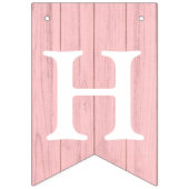 Happy Birthday Rustic Sage Green Pink Floral Wood Wimpelkette (Zweite Fahne)