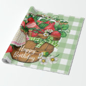 Happy Birthday Rustic Strawberry Frucht Basket Geschenkpapier (Ungerollt)