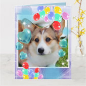 Happy Birthday Sable Corgi Karte (Gelbe Blume)