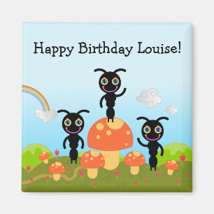 Happy Birthday sagt die Ameisen Magnet