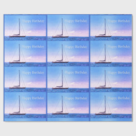Happy Birthday Sail Boat Wrapping Paper Geschenkpapier