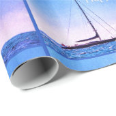 Happy Birthday Sail Boat Wrapping Paper Geschenkpapier (Rolleneckpunkt)