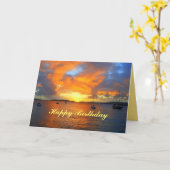 Happy Birthday Sailboats bei Golden Sunset Karte (Gelbe Blume)