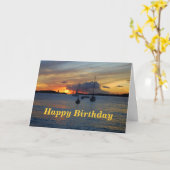 Happy Birthday Sailboats bei Sunset Karte (Gelbe Blume)