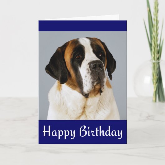 Happy Birthday Saint Bernard Welpen Hund Card Karte (Vorderseite)