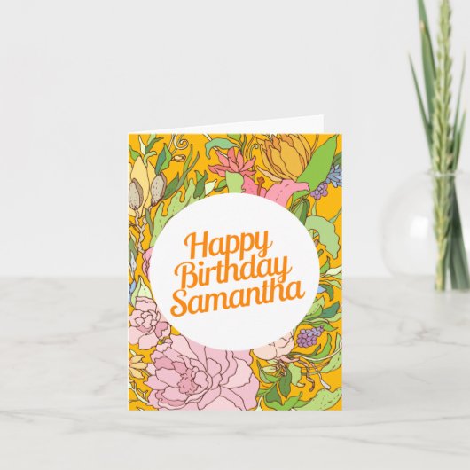 Happy Birthday Samantha| Floral Geburtskarte Karte (Vorderseite)