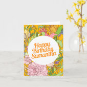 Happy Birthday Samantha| Floral Geburtskarte Karte (Gelbe Blume)
