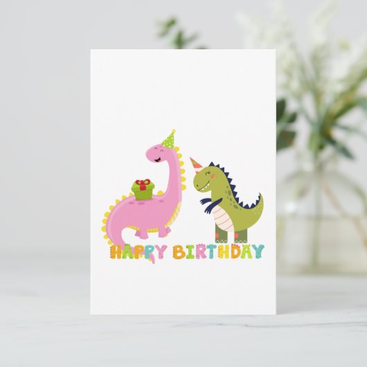 Happy Birthday Saurus Dankeskarte (Stehend Vorderseite)