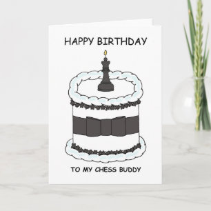 Happy Birthday Schach Buddy Cartoon Cake Karte