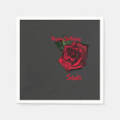 Happy Birthday Schatz rote Rose Serviette (Vorderseite)