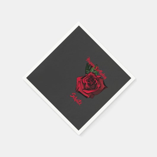 Happy Birthday Schatz rote Rose Serviette (Ecke)