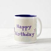Happy Birthday Schmetterling Blume Kaffee Tasse (VorderseiteRechts)