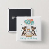 Happy Birthday Schnauzer Hunde Button (Vorne & Hinten)