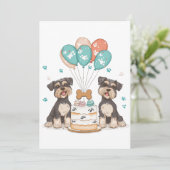 Happy Birthday Schnauzer Hunde Einladung (Stehend Vorderseite)