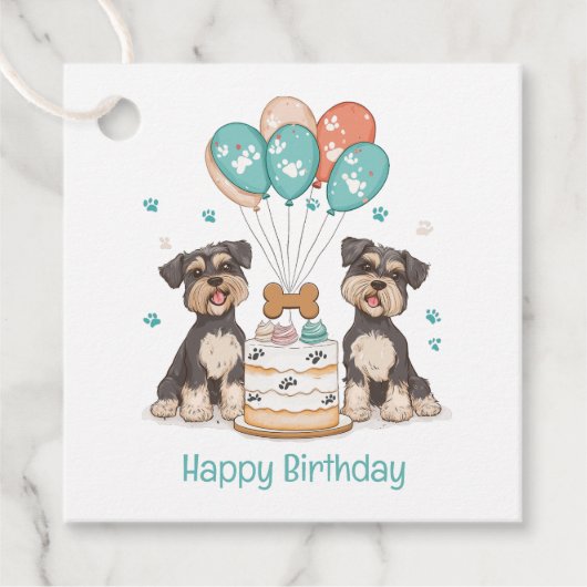 Happy Birthday Schnauzer Hunde Geschenkanhänger (Vorderseite)