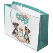Happy Birthday Schnauzer Hunde Große Geschenktüte (Rückseite Schrägansicht)