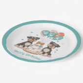 Happy Birthday Schnauzer Hunde Pappteller (Schrägansicht)