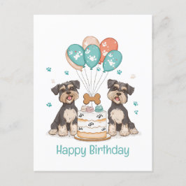 Happy Birthday Schnauzer Hunde Postkarte