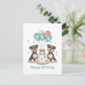 Happy Birthday Schnauzer Hunde Postkarte (Stehend Vorderseite)
