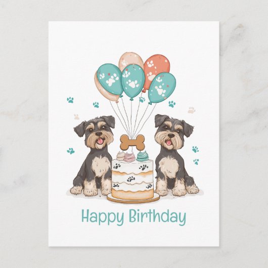 Happy Birthday Schnauzer Hunde Postkarte (Vorderseite)