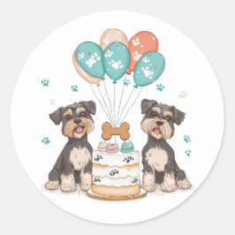 Happy Birthday Schnauzer Hunde Runder Aufkleber