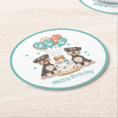Happy Birthday Schnauzer Hunde Runder Pappuntersetzer (Angewinkelt)