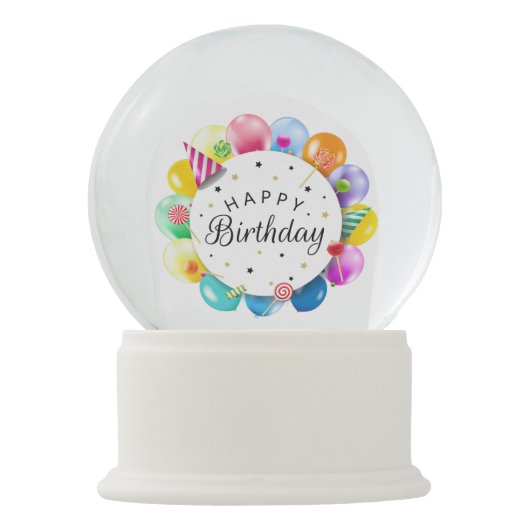 Happy Birthday Schneekugel (Vorderseite)
