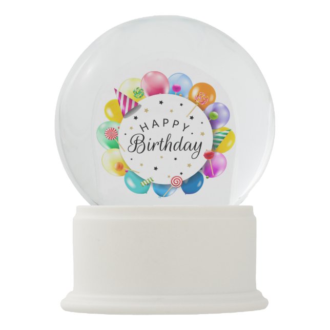 Happy Birthday Schneekugel (Vorderseite)