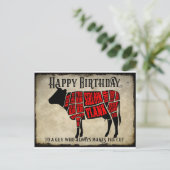 Happy Birthday Schnitte von Fleisch Kuh Design Postkarte (Stehend Vorderseite)