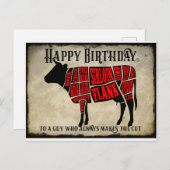 Happy Birthday Schnitte von Fleisch Kuh Design Postkarte (Vorne/Hinten)