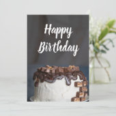 Happy Birthday Schokolade Kuchen Feiertagskarte (Stehend Vorderseite)