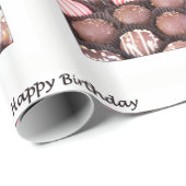 Happy Birthday Schokolade Trüffel Umschlagpapier Geschenkpapier (Rolleneckpunkt)