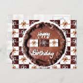 "Happy Birthday" Schokoladenkuchen Postkarte (Vorne/Hinten)