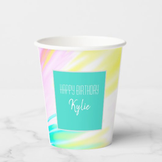 "Happy Birthday" Schöne Farbpapier-Tasse Pappbecher (Vorderseite)