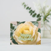 Happy Birthday Schöne hellgelbe Rose Postkarte (Stehend Vorderseite)