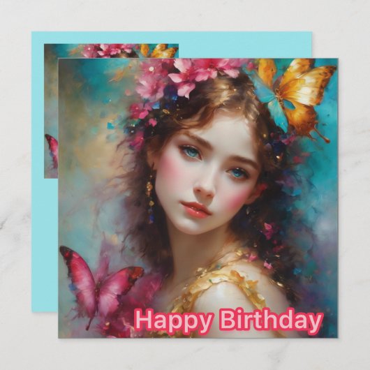 HAPPY BIRTHDAY ~ Schöne junge Frau ~ (Vorne/Hinten)