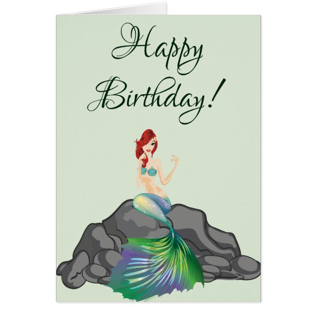Happy Birthday Schöne Mermaid Grußkarte (Vorne)
