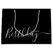 Happy Birthday Schwarz-weiß Elegante Große Geschen Große Geschenktüte (Vorderseite)