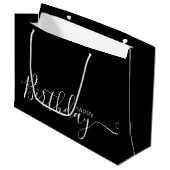 Happy Birthday Schwarz-weiß Elegante Große Geschen Große Geschenktüte (Vorderseite Schrägansicht)