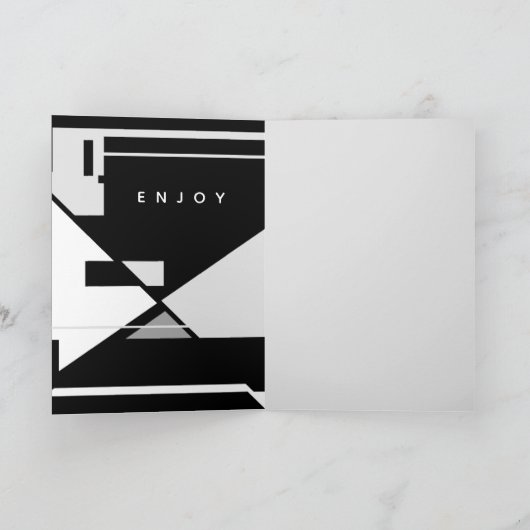 Happy Birthday Schwarz-weiß Gray Retro MCM Look Karte (Innenseite)