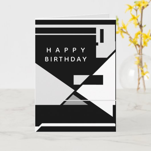 Happy Birthday Schwarz-weiß Gray Retro MCM Look Karte (Gelbe Blume)