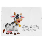 Happy Birthday schwarz-weiß Kuh Große Geschenktüte (Rückseite)