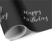 Happy Birthday Schwarz-weiß Minimalistisch Moderne Geschenkpapier (Rolleneckpunkt)