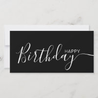 Happy Birthday Schwarz-weiß Modern Flat Card
