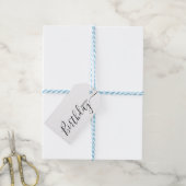 Happy Birthday Schwarz-weiß Modern Geschenkanhänger (Mit Garn)